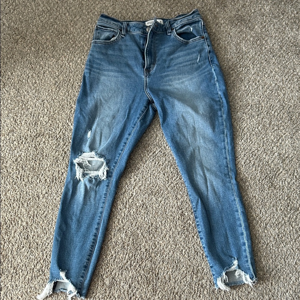 Abercrombie & Fitch Blue Distressed Skinny Jeans